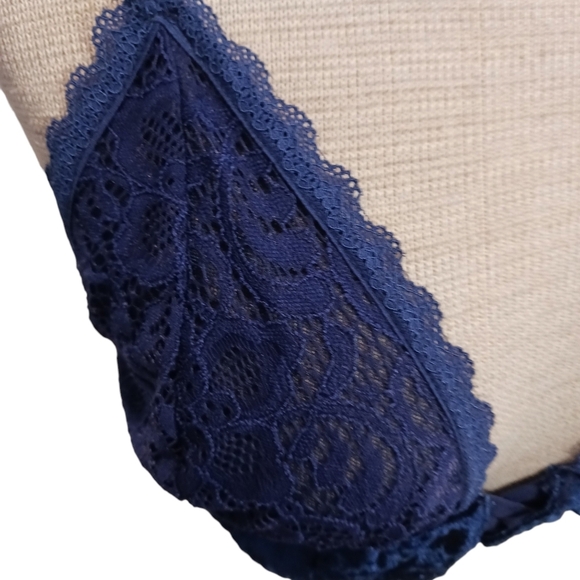 Size Extra Large Ella Lust Womens Bralette Velour Dark Blue Whimsigoth - Picture 2 of 5